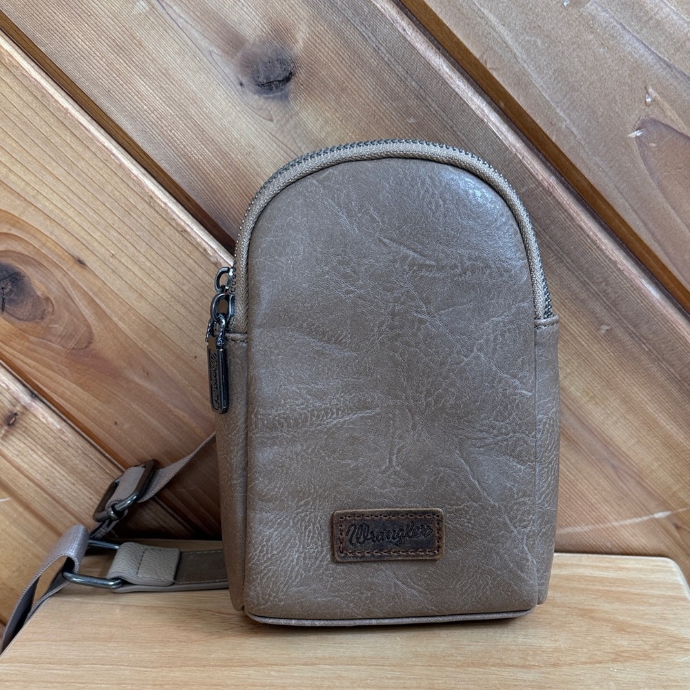 Wrangler Tan Leather Mini Sling Bag
